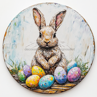 Easter Sign, Bunny with Easter Eggs, DCO-12887, Sign For Wreath, 10